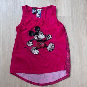 Desigual Girls Mickey Mouse Sequined Tank, Red, Size 9/10